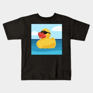 Yellow Rubber Duck in Sunglasses Kids T-Shirt